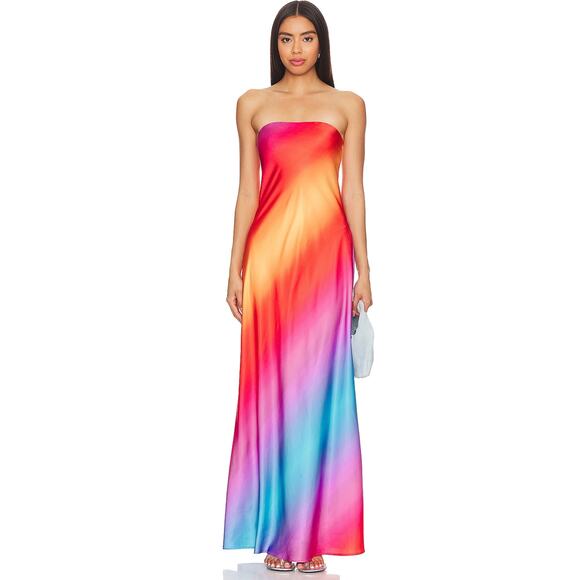 Show Me Your Mumu Taylor Tube Maxi Dress in Sunset Ombre New - Picture 1 of 8